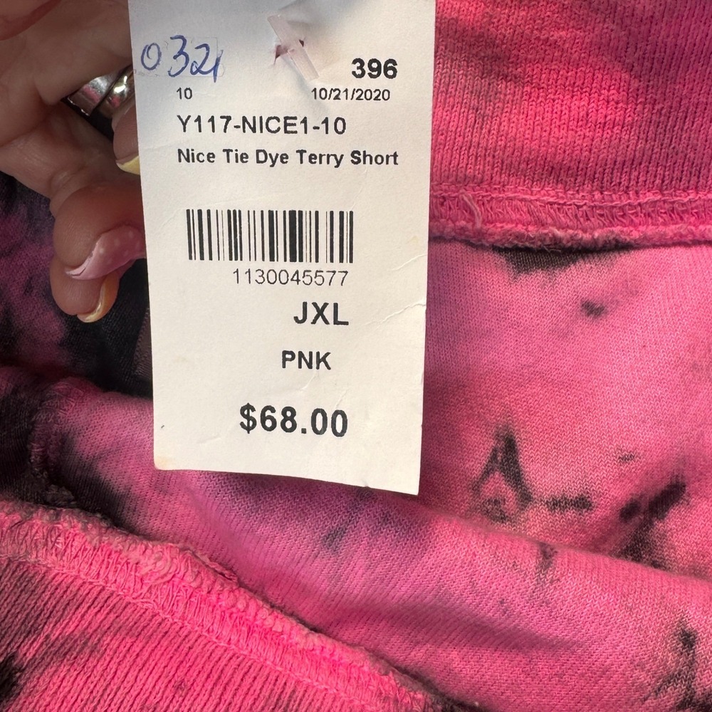 Hard Tail Forever Tie Dye Pink Black French Terry Lounge Shorts Y117 XL NEW USA - Picture 4 of 7